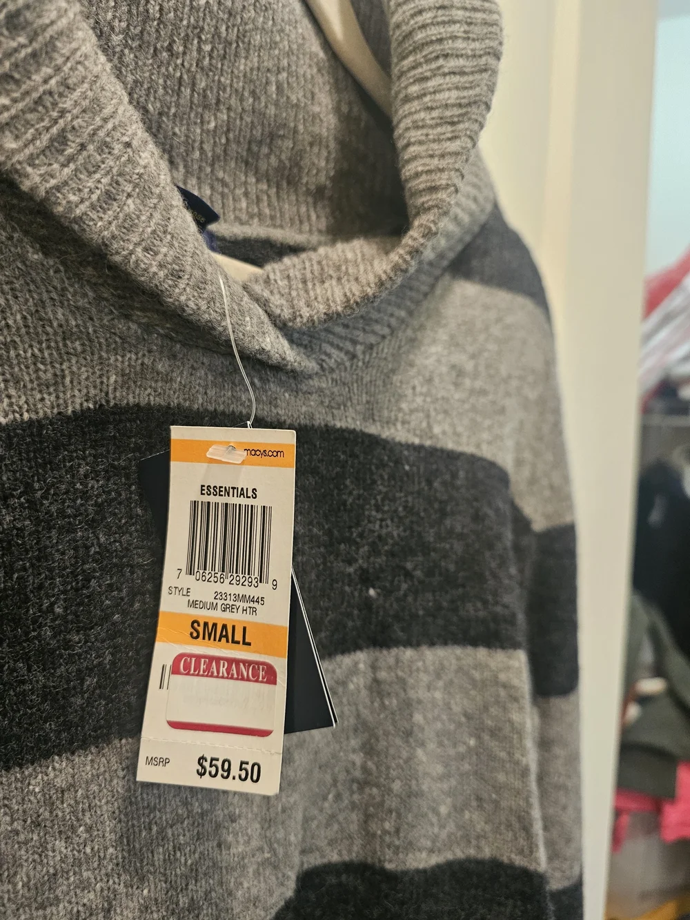 Club Room Men's Gray & Charcoal Striped Turtleneck Sweater